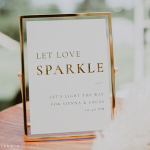 Let Love Sparkle Sign, Sparkler Send Off Sign Template, Let The Sparks Fly, Wedding Reception Sparkler Send Off Sign Multiple Sizes - Sienna