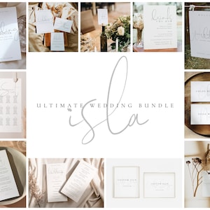 Wedding Suite Bundle Minimal Wedding Invitation Kit Printable Wedding Sign Template Bundle Wedding Invitation Set - ISLA