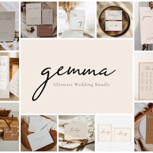 Boho Wedding Invitation Suite Set: Modern Neutral Taupe Template Bundle (Digital) - Gemma