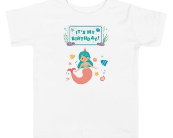 It’s My Birthday Personalized Mermaid Birthday Shirt for Toddler Girls Cute Gift Tee Mermaid Gift Mermaid Birthday Girl Party