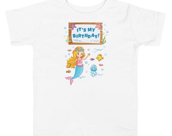 It’s My Birthday Personalized Mermaid Birthday Shirt for Toddler Girls Cute Gift Tee Mermaid Gift Mermaid Birthday Girl Party