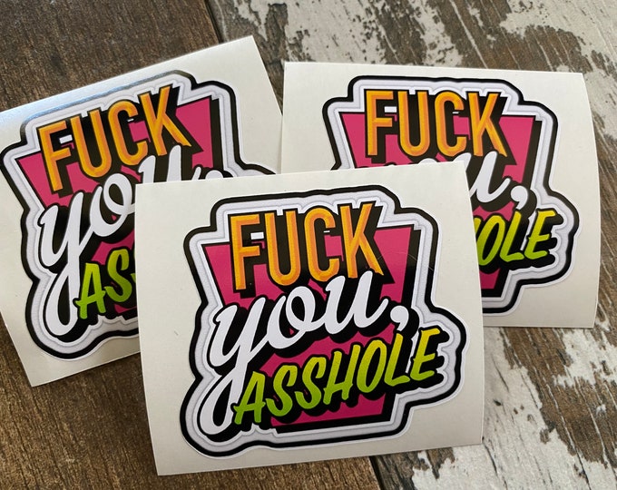 Fuck you asshole/sticker/vinyl sticker/gifts/funny/hard hat stickers/decal/custom