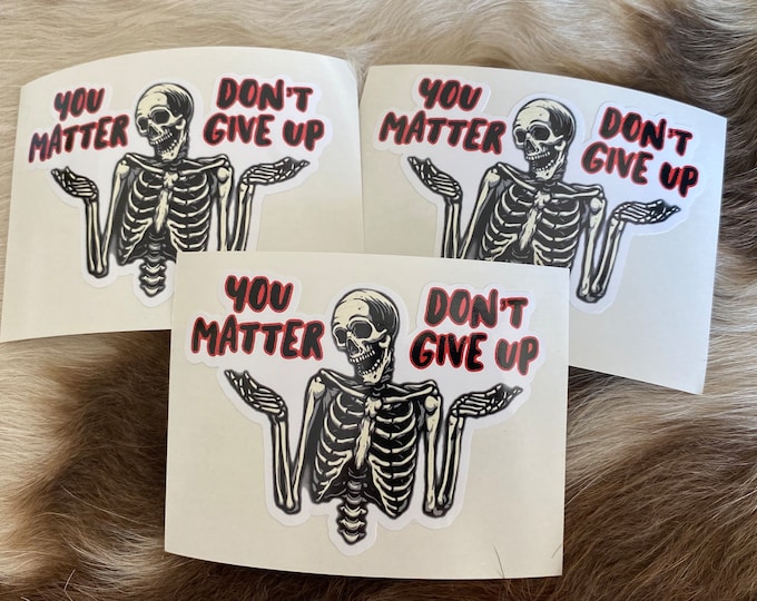 Custom stickers/decals/you matter/don’t give up/vinyl sticker/you don’t matter/give up/skeleton/sticker/gifts/funny