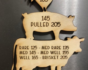 Meat Temperature/Magnet/Kitchen Decor/Grill Magnet/cow,pig,chicken,fish stack/gifts/farmhouse