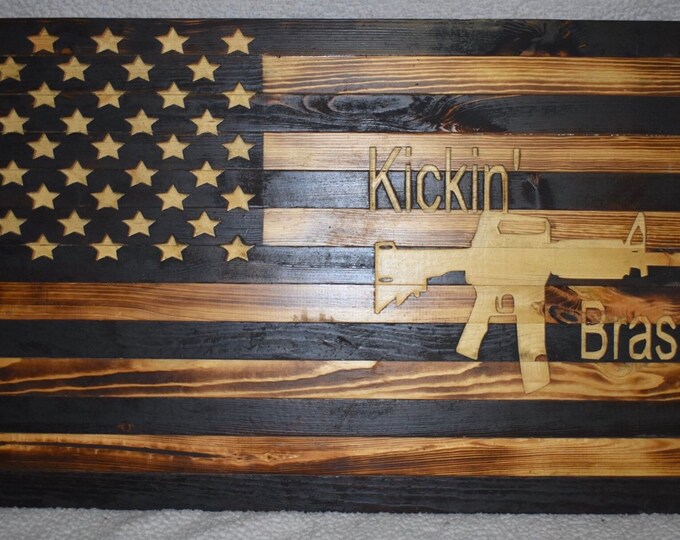 Kickin Brass/Wood Flag/home decor/rustic/wall hanging/wood sign/American flag/gifts