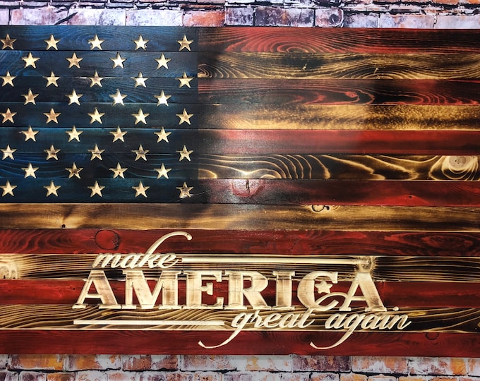 MAGA Wooden American Flag