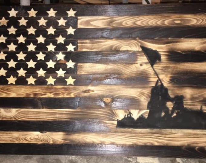 Iwo Jima/standing of the flag/wood decor/home decor/American Flag/wood flag/American flag/wall hanging/military gifts