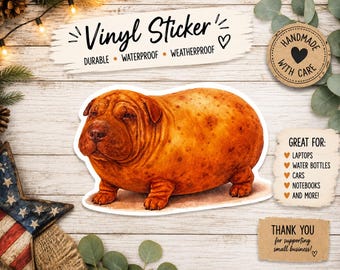 Pegatina de Shar Pei/ perro patata/ patata/ pegatina de perro lindo/ patata Sharpei/ pegatina para portátil/