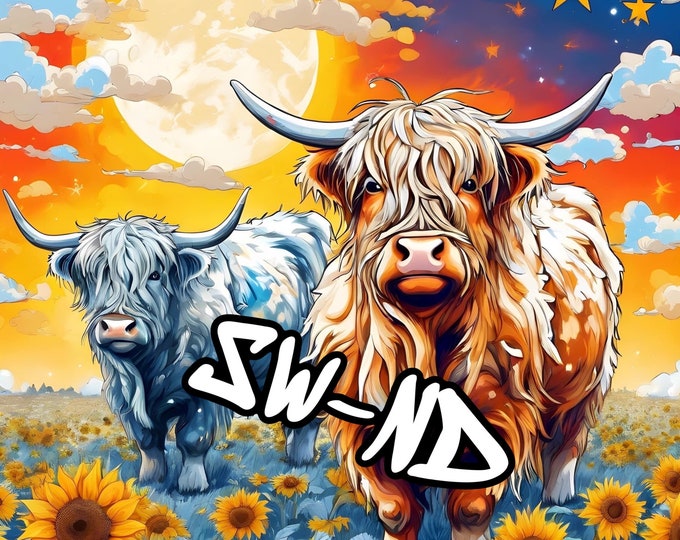 Highland cow 20 oz tumblr file/digital/download/cows/cow lovers/sunflower/