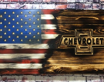 Chevy/Chevrolet/Trucks/Country/Wall Hanging/Wood Art/Wall sign/wood flag/American Flag/mancave/gifts for him/