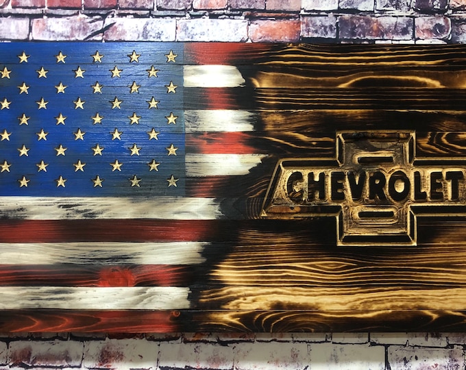 Chevy/Chevrolet/Trucks/Country/Wall Hanging/Wood Art/Wall sign/wood flag/American Flag/mancave/gifts for him/