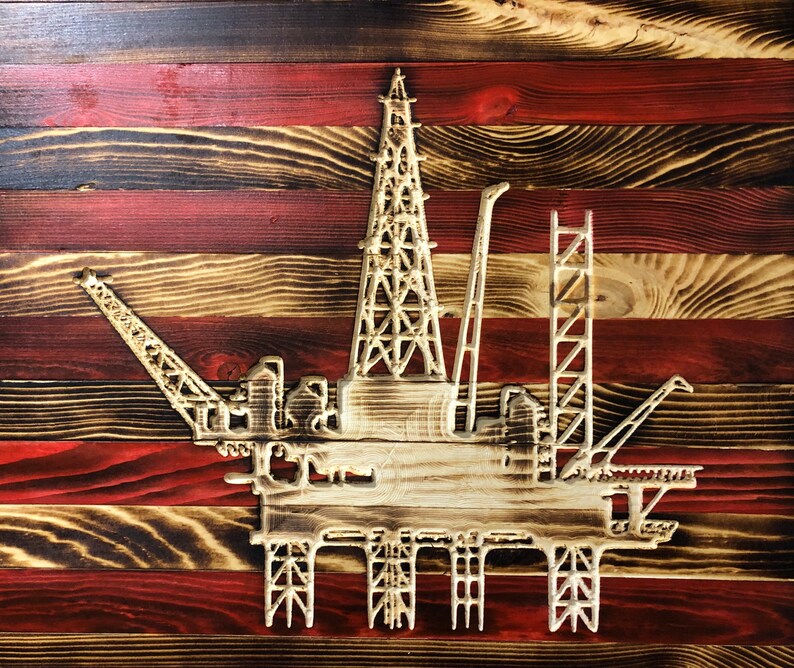 Offshore Rig/oilfield/wooden Flag/wood Art/wood Flag/flag/home Decor ...