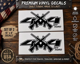 Juego de 2 pegatinas todoterreno / calcomanías / pegatinas de armas 4x4 / pegatinas para camiones / calcomanías grandes / estilo country