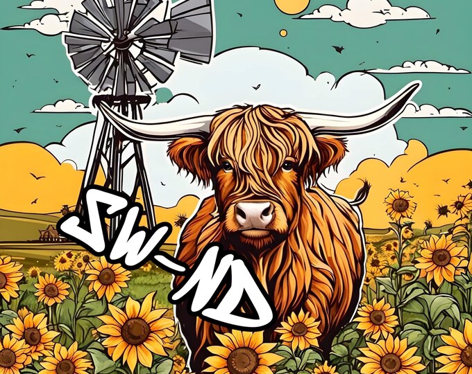 Highland cow 20 oz tumbler file/digital file/download/cow lover/windmill/sunflower/tumbler files/file only/