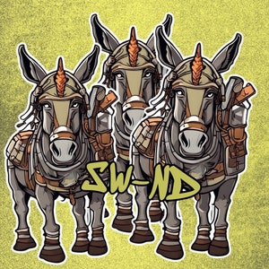 Donkey Sticker, Digital File only/download/military donkey/cute sticker/sticker file/pdf/cut lines/