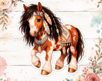 Pegatinas de vinilo personalizadas/pony pastel/regalos/caballo indio/indio/caballo/campo/pegatinas/divertidas/vinilo/pegatina linda/pegatinas para portátil/boho