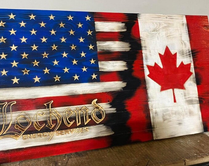 American flag/Canada flag /home decor/custom/wall hanging/mancave/gifts for him/wood art/wall sign/wood flag