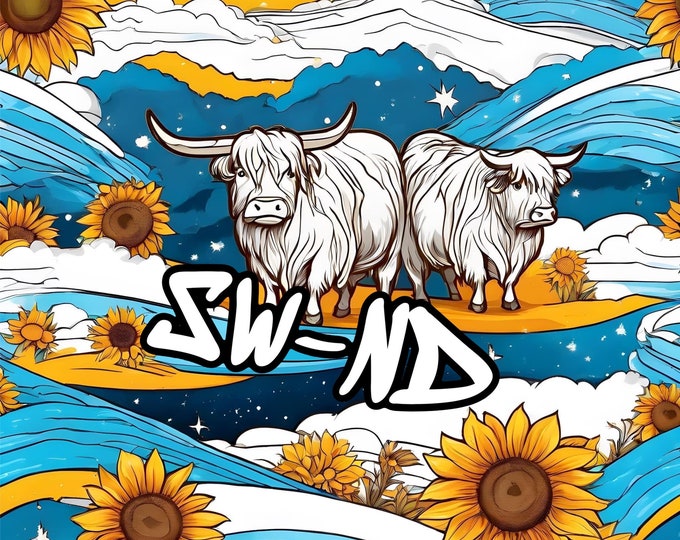 Highland cow 20 oz tumbler file/digital/download/sunflower/waves/white cow/cow lover/cows