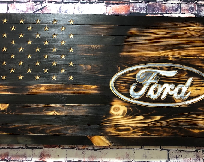 Ford/Trucks/Wall Sign/wall art/home decor/country/wood sign/wood flag/rustic decor/American Flag/wall hanging