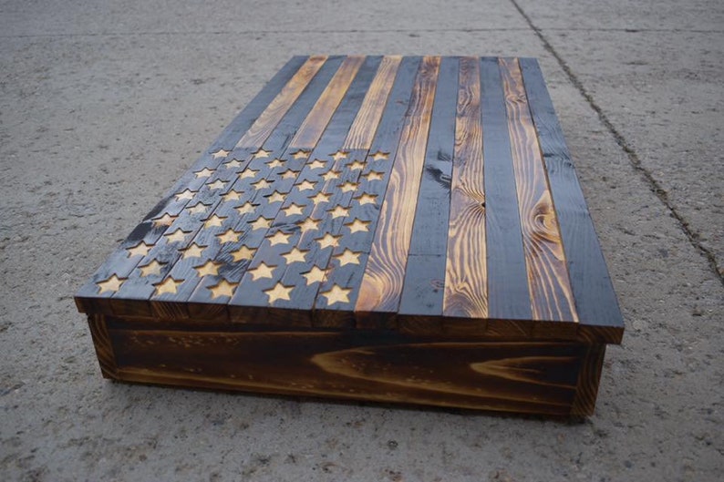 Concealed wooden American Flag Case Etsy