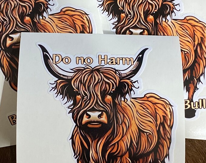 Stickers/highland cow/cow/gifts/do no harm but take no bull/cow/bull/cute cow/decals/vinyl sticker/car decal/
