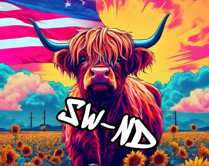 Highland cow 20 oz tumbler file/digital/download/cows/cow lover/American flag/sunflower
