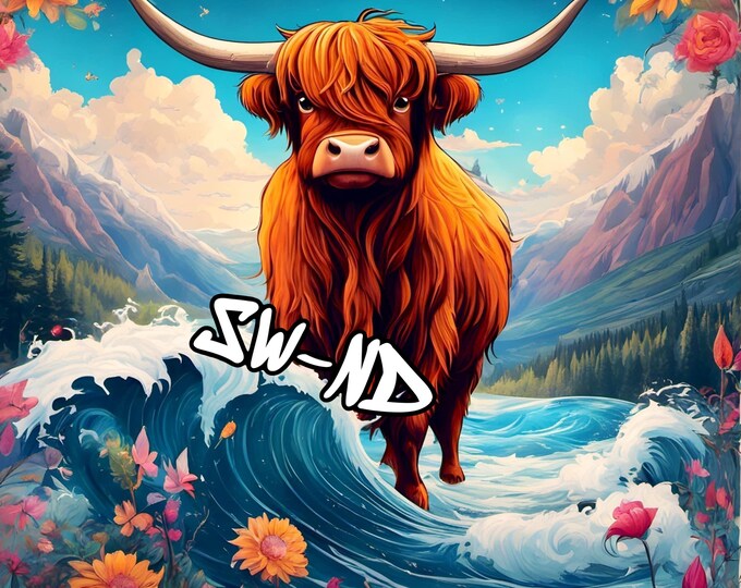 Highland cow 20 oz tumbler file/digital/download/waves/cows/cow lover/cute cow/20 oz tumbler/tumbler files/colorful