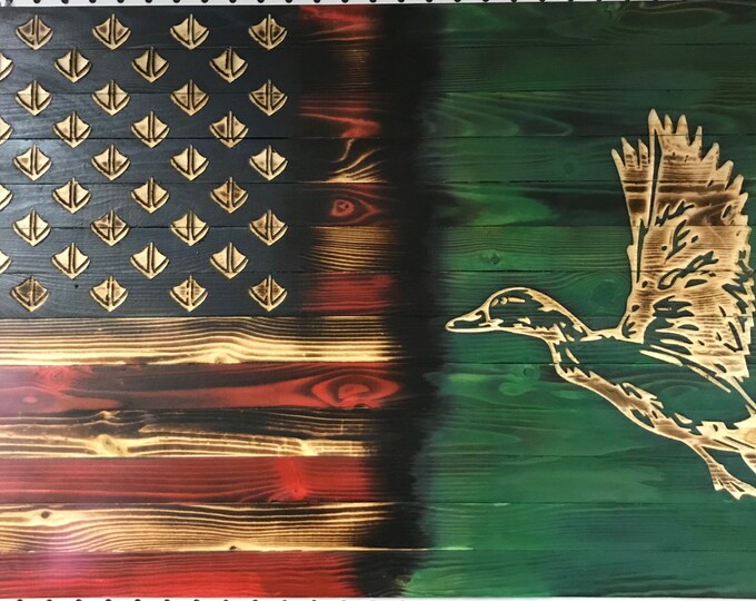 Duck | American Flag | Woodwn Flag | American Flag | Gifts | Wood sign | Home Decor | Rustic Decor
