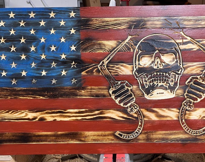 Wood flag/welder/welding gifts/home decor/skull/rustic decor/gifts for him/American Flag/patriotic/wood sign