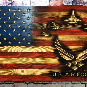 Air Force/American Flag/Wood Flag/wall hanging/home decor/military/gifts for him/veteran gifts