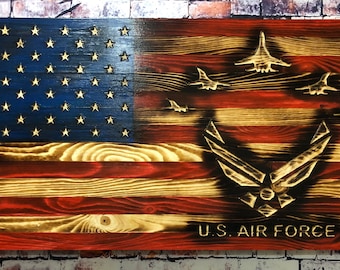 Air Force/American Flag/Wood Flag/wall hanging/home decor/military/gifts for him/veteran gifts