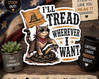 Divertida pegatina de gato: I'll walk wherever I want Decal (4"x4")