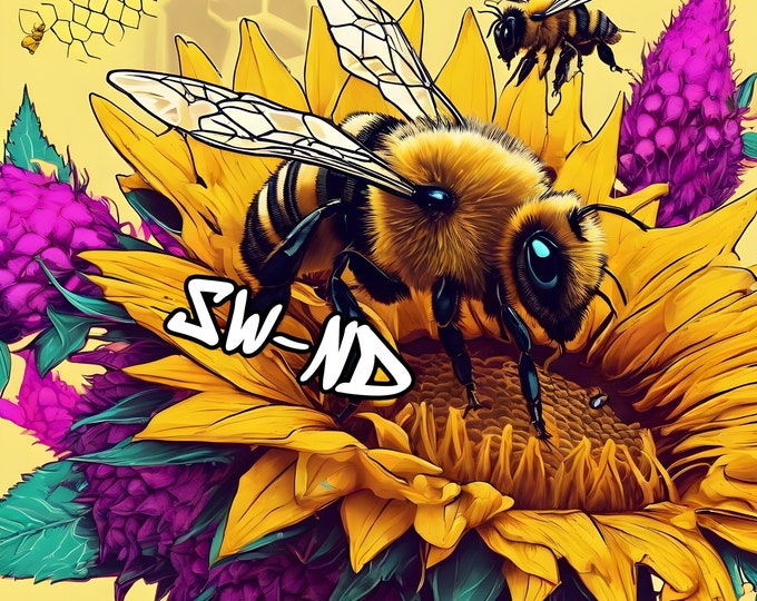 20 oz tumbler bee file/bees/sunflower/beautiful/colorful/bee lovers/digital/download