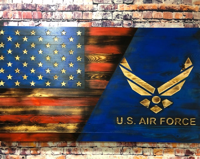 Air Force/American Flag/Wood Flag/wall hanging/home decor/military/gifts for him/veteran gifts