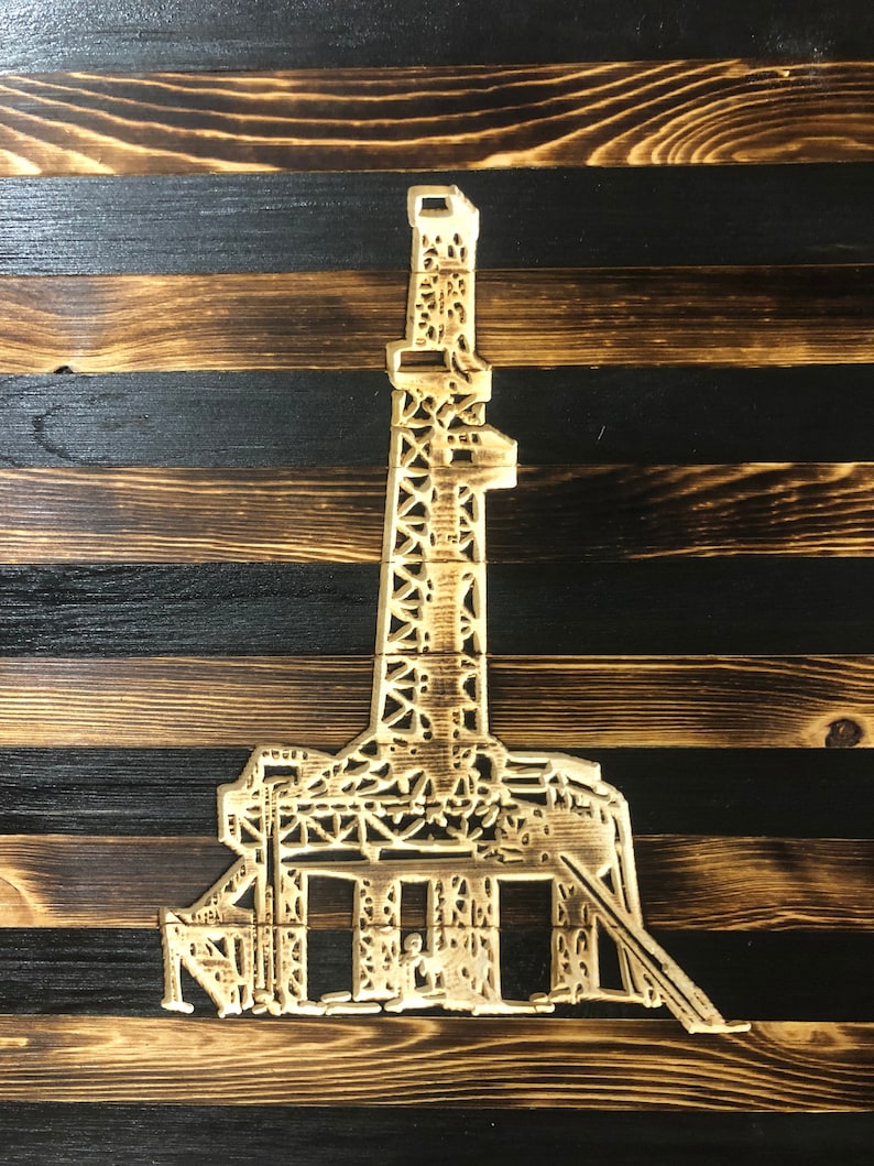 Oil Rig/wooden Flag/rustic/gifts for Him/oilfield Trash/home Decor/wall ...