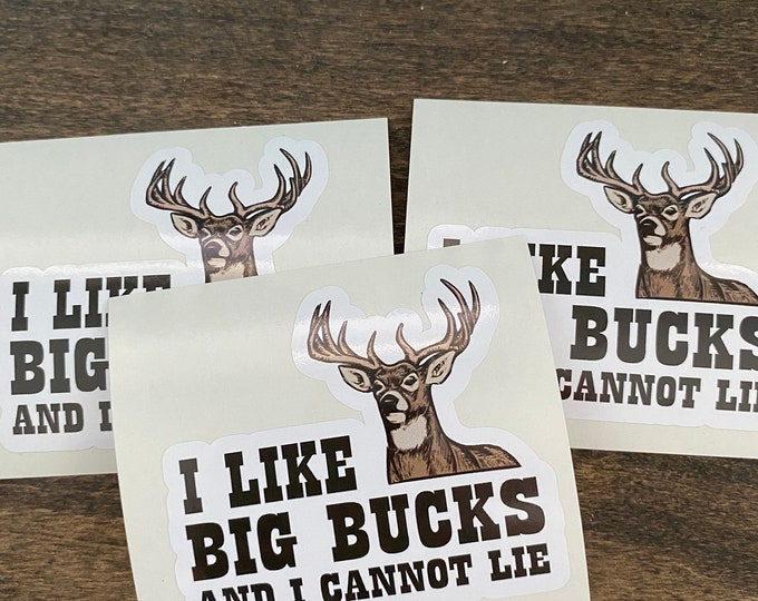 Stickers/I like big bucks/I cannot lie/funny stickers/hunting/deer/gifts/vinyl stickers/puns