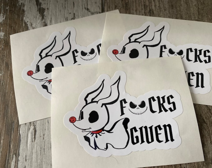 Zero/zero fucks given/zero dog/cute sticker/ghost dog/sticker/gifts/Decal/vinyl sticker