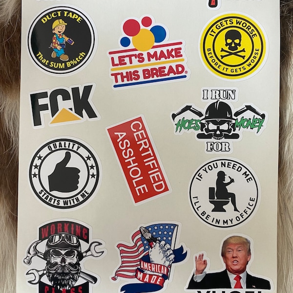 Hard hat/sticker pack/gifts/blue collar/working class/American made/Yuge/trump/office/laptop stickers//stickers/I run hoes for money/bread/