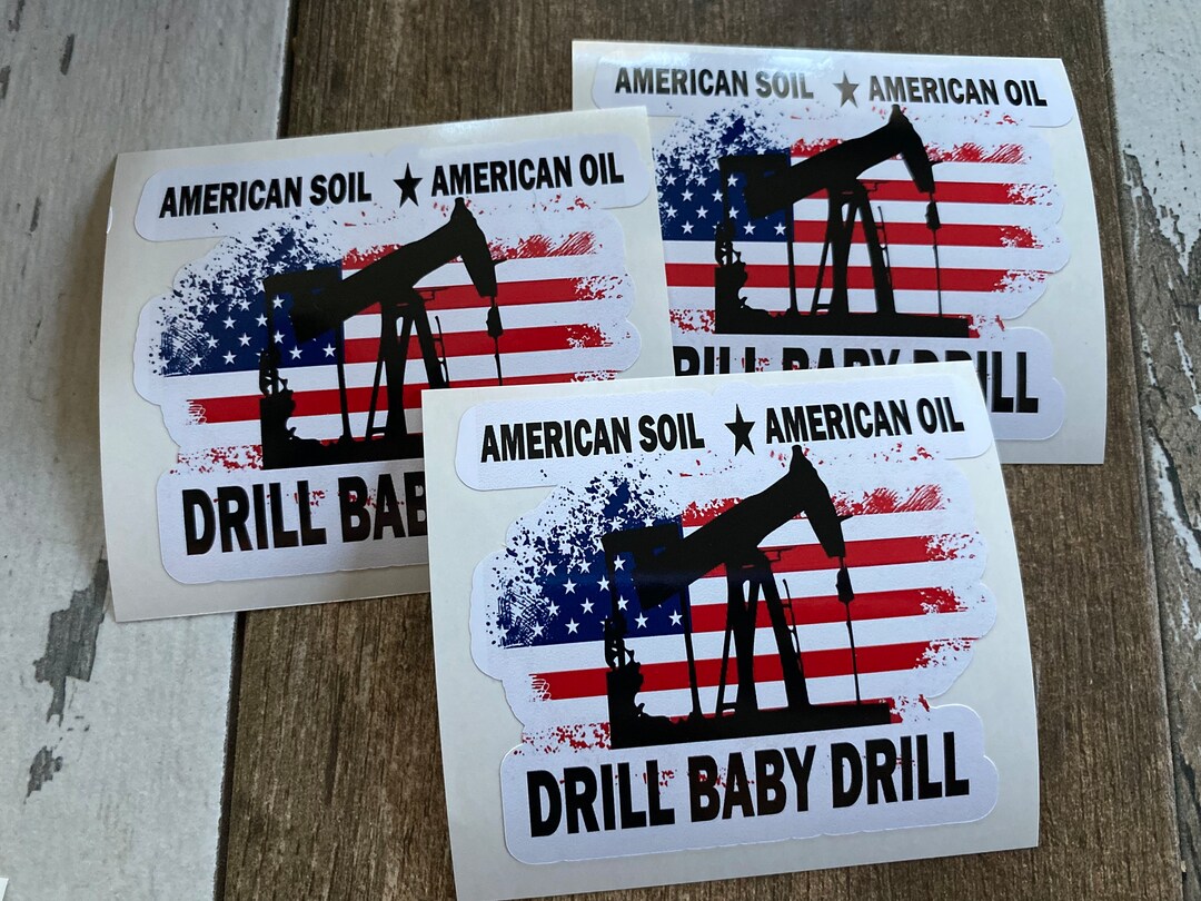 Pumpjack/oilfield/drill Baby Drill/sticker/american Flag/vinyl Sticker
