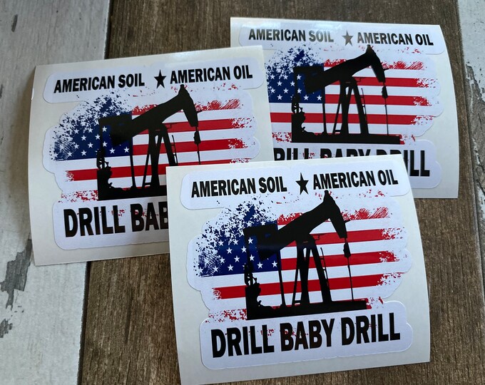 Pumpjack/oilfield/drill baby drill/sticker/American flag/vinyl sticker/gifts/vinyl decal