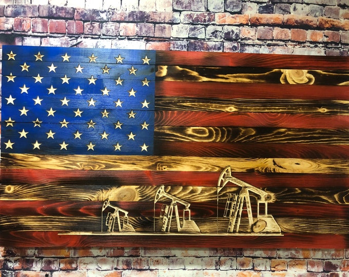 Oilfield Wooden Flag | Wall Hanging | Wall Decor | Rustic Decor