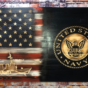U.S Navy /American Flag/Wood Flag/wall hanging/home decor/military/gifts for him/veteran gifts/Wood Sign