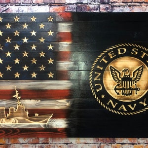 U.S Navy /American Flag/Wood Flag/wall hanging/home decor/military/gifts for him/veteran gifts/Wood Sign