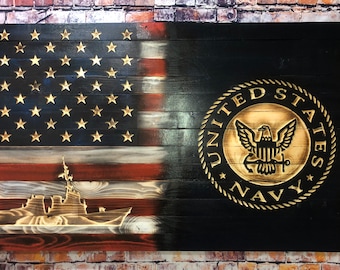U.S Navy /American Flag/Wood Flag/wall hanging/home decor/military/gifts for him/veteran gifts/Wood Sign