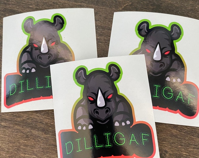 Stickers/dilligaf/rhino/car sticker/hard hat sticker/decal/funny stickers/