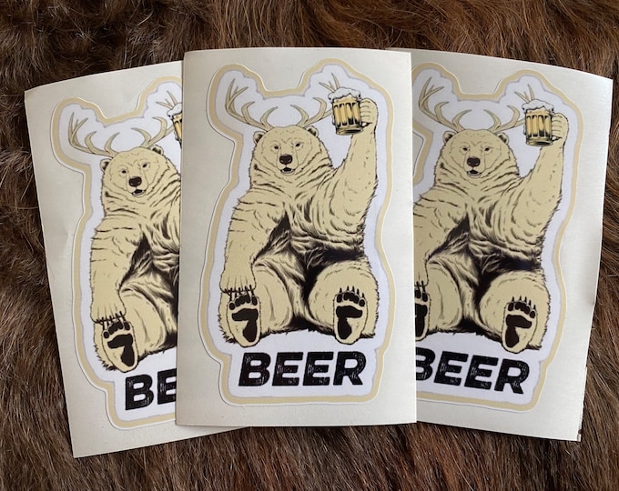 Beer/bear/decal/bear sticker/gifts/cute/funny sticker/decals/vinyl sticker