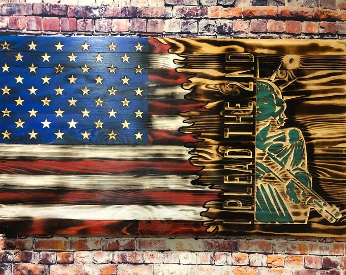 Wood Flag/I plead the 2nd/wood sign/gifts for him/gifts/American Flag/home decor/mancave/2nd amendment/statue of liberty/patriotic