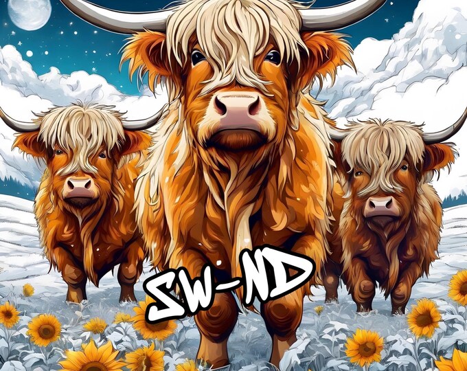 Highland cow 20 oz tumbler file/digital/download/sunflower/cow lover/mountains/snow/cows