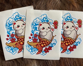Cat sticker/mermaid/seahorse/mermaid cat/cute stickers/gifts/decal/laptop sticker/decal/cat/vinyl sticker/custom stickers