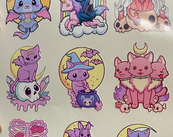 Halloween/sticker pack/stickers/vinyl decal/gifts/cats/dogs/rabbit/bat/cute stickers/